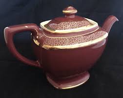 Hall Burgundy Gold Trim Hollywood Style 6 Cup Tea Pot 1940s 0113 | eBay