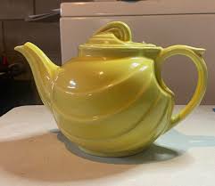 Vintage Hall 1956 Parade Yellow Art Deco Draped Swirl Teapot ...