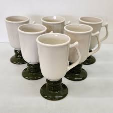 Set Of 6 Vtg HALL 1272 Mugs Footed 5.5" Irish Coffee Cups ...