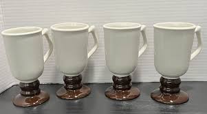 4 Vintage Hall Pottery #1272 Pedestal Ivory-Brown Irish ...