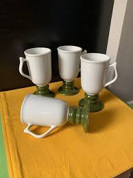Set of 4 HALL Pottery Mugs, Made in USA 1273, White With ...