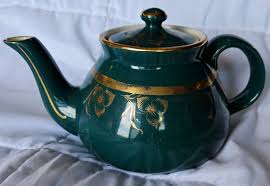 Vintage Hall Green And Gold Floral Decorated 6 Cup Tea Pot ...