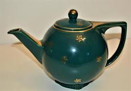 Vintage HALL USA Porcelain Green with Gold STARS 6 Cup ...