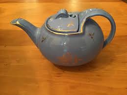Halls Teapot Vintage Light Blue with Gold trim, 6 cup, USA ...