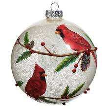 Raz 5" Cardinal Ball Glass Christmas Ornament | Raz Imports | Raz Christmas | Christmas Ornament | Unique Christmas Ornament