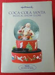 HALLMARK COCA-COLA SANTA MUSICAL SNOW GLOBE TRAIN MOVES ...