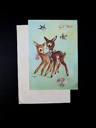 J389- Unused Get Well Greeting Card Pair of Precious Deer ...