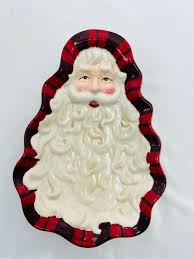 Hallmark Sculpted Santa Face Candy Dish Curly Beard ...