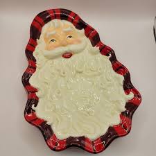 Hallmark Christmas Santa Claus Candy Dish Cookie Cheese Tray ...