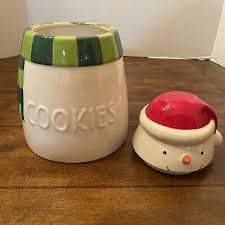 Hallmark Snowman Cookie Jar Red Hat Green Scarf 9" 2 pieces lidded | eBay
