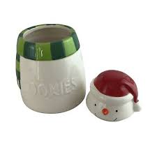SNOWMAN WITH SCARF AND SANTA HAT HALLMARK CERAMIC COOKIE JAR 9" NEW IN BOX | eBay