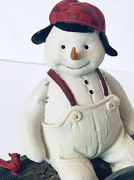 Vintage Hallmark Hunting Cap Snowman Sitting on a Log Tea ...