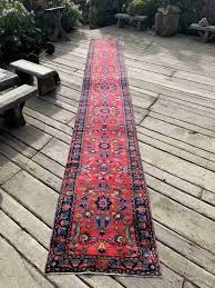 Steelman Rugs — Antique Persian Runner Rug 2'11”x20'7” Rose Pink Navy Blue Jade Green