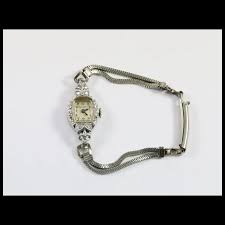 Vintage Bulova 14k White Gold Ladies Diamond Watch, 6.5 inches - 12.4g. For Sale at Ruby Lane