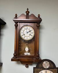 Antique German Wall Clock With Key Wind and Gong Chime ...