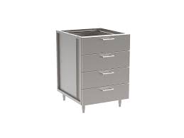 JW Metal Cabinets - Four Quarter Drawers - Aluminum - 4DB30-28-S