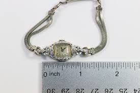 Vintage Bulova 14k White Gold Ladies Diamond Watch, 6.5 ...