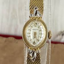 Vintage 1950's Hamilton Diamond Watch 17 Jewels Movement Case is 10K Yellow Gold Rolled New Crystal - Etsy