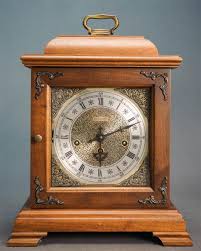 Lot - Hamilton Walnut Mantle Clock H: 15 1/2 W: 11 3/4 D: 6 1/2