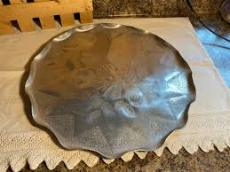 Vintage 15" Hammered Aluminum Etched Fruit Design Serving ...