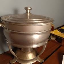 Vintage Hammered Aluminum Chafing Dish, Fondue Pot, Double Boiler | eBay