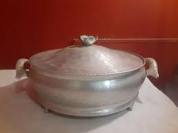 Vintage Hammered Aluminum Covered Casserole Serving Dish Missing Glass Insert | eBay