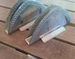 2 Napkin Holders Vintage Silver Metallic Rusty Greek Made in ...