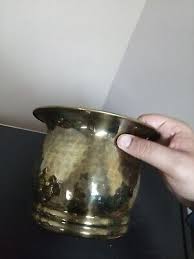 Big Haired Lightly Dented Style Brass Flower Pot Or Just Brass Vase Art! 1.5lb! | eBay