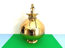 Hammered Brass Bag Lamp & Shade, C1970 | Chairish