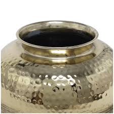 Gold Aluminum Metal Brushed Decorative Vase with Hammered Top - On Sale - Bed Bath & Beyond - 39040438