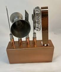 Godinger 6 Piece Hammered Copper Finish Bar Set Tools ...