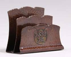Roycroft Walter Jennings Hammered Copper Letter Rack in United States