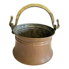 Early 20th Century Copper Pot With Brass Handle | Chairish