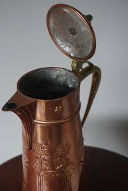 Stunning Arts and Crafts WMF Red Copper and Brass Jug or Vase with Stylized Flowers For Sale at 1stDibs | wmf copper, antique brass jug, wmf jug