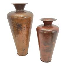 Pair of Late 20th Century Hammered Copper Vases Arts ...