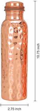 Amazon.com: Kitchen Science Authentic Ayurvedic Copper Water Bottle Pack of 2 for Drinking Water | Large 34OZ Copper Vessel | 2 Canvas Bottle Carrying Bags : Sports & Outdoors