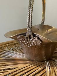 Vintage Top Handle Brass Basket 1970s - Etsy Israel