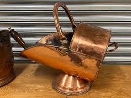 Two Gorgeous Antique 19thc Copper Coal Scuttles With A Coal ...