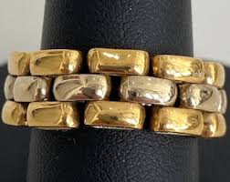 2 Tone Solid Flex Lattice Ring 18K Yellow and White Gold - Etsy