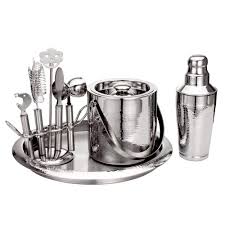 Godinger Hammered Bar Set with Tools 9233 - The Home Depot