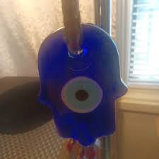 Cobalt Bue Solid Glass HAMSA EVIL/EYE Hanging on a Colorful Rope/tassles - Etsy