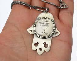 Hamsa Sterling Silver Pendant, Israeli Coin Pendant Necklace, Men Israeli Necklace, Hand of Fatima Necklace, Israel Jewelry Designer - Etsy