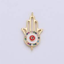 Colorful Gold Hamsa Hand Connector Rainbow Micro Pave Hamsa ...