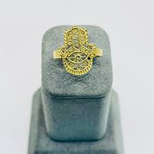 10K Gold Fancy Hamsa Ring with Evil Eye – Candy Jewelers