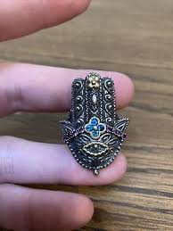 Barbara Bixby Sterling Silver 18K Multi-Gemstone Hamsa Ring ...