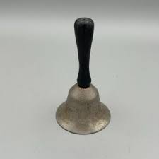Silver Tone Hand Bell With Black Wooden Handle. 4 Inches Tall. Small School Bell. - Etsy
