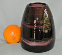 Vtg Hand Blown Art Glass Amethyst/Purple Striped Beehive Barrel Vase-7"X 5.5" | eBay