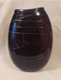 Scott Curry Early Art Glass Amethyst Vase Irridescent Thread Detail 1989 Signed | eBay