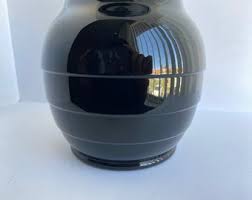 Vintage Paden City Art Deco Regina Pattern Ribbed Black Glass Vase - Etsy