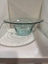 Vintage Large Clear Blue/ Pulled Air Tiny Bubbles Art Glass ...